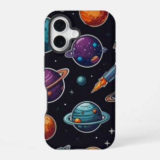 Coque iPhone 16 Étui iPhone 16 Thème Espace Vibes Cosmiques – plan