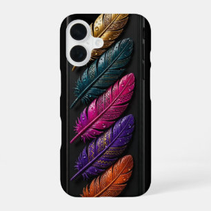 Coque iPhone 16 Étui iPhone 3D brillant or sarcelle magenta violet