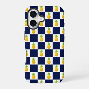 Coque iPhone 16 Étui iPhone à carreaux de ananas