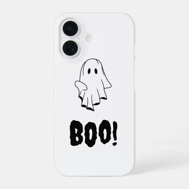 Coque iPhone 16 Étui iPhone à design fixe Halloween Ghost Boo (Verso)