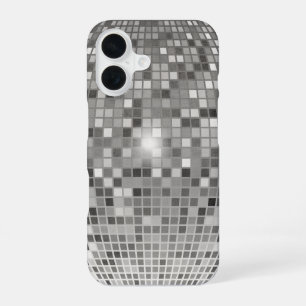 Coque iPhone 16 Étui iPhone à grille de miroir boule disco argenté