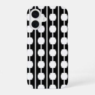 Coque iPhone 16 Étui iPhone à grille géométrique noir et blanc mod