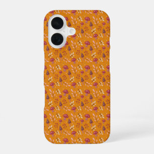Coque iPhone 16 Étui iPhone à motif de champignon orange
