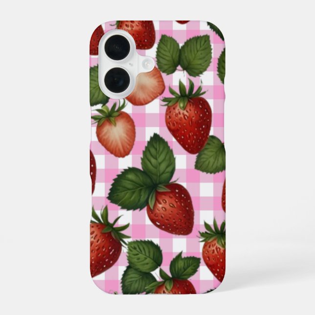 Coque iPhone 16 Étui iPhone à motif fraise (Verso)