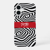 Étui iPhone à rayures zèbre modernes – Monogramme 