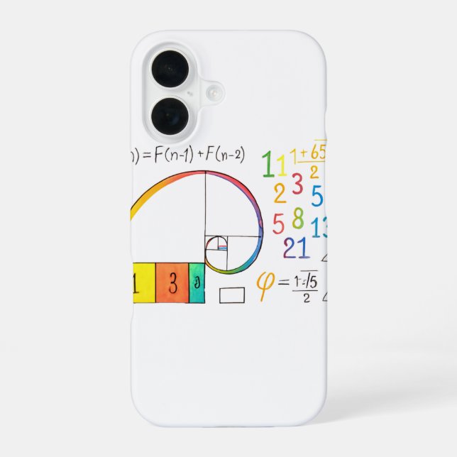 Coque iPhone 16 Étui iPhone à spirale de la suite de Fibonacci (Verso)