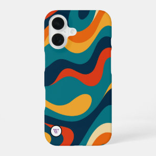 Coque iPhone 16 Étui iPhone abstrait moderne à motif ondulé rétro
