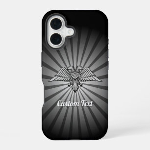 Coque iPhone 16 Étui iPhone Aigle Gris à deux Têtes