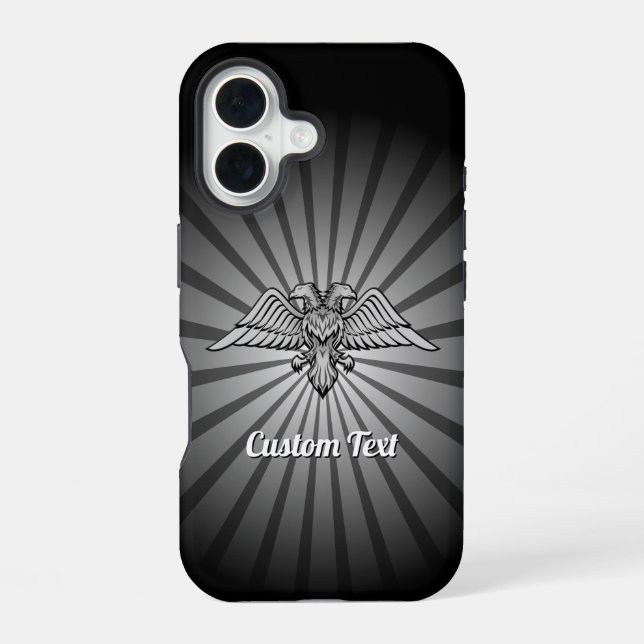 Coque iPhone 16 Étui iPhone Aigle Gris à deux Têtes (Verso)