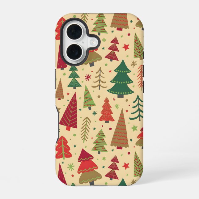 Coque iPhone 16 Étui iPhone arbre de Noël festif (Verso)