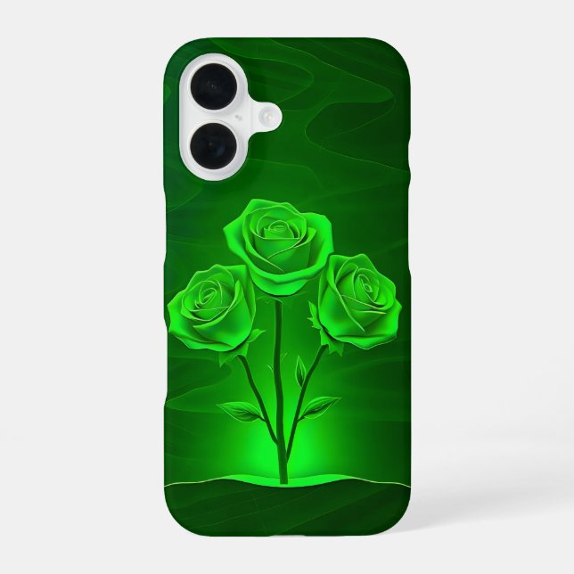Coque iPhone 16 Étui iPhone Art Roses Vert Fluorescent (Verso)