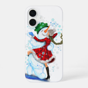 Coque iPhone 16 Étui iPhone Bonhomme de neige de Noël et danseuses