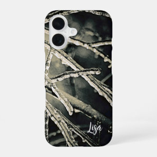 Coque iPhone 16 Étui iPhone Branches Noir et Blanc Personnalisé