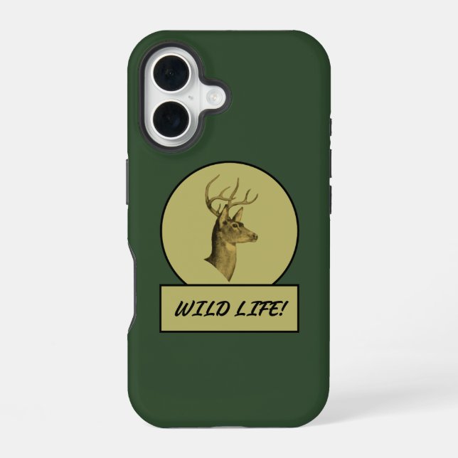 Coque iPhone 16 Étui iPhone Buck Head vert foncé (Verso)
