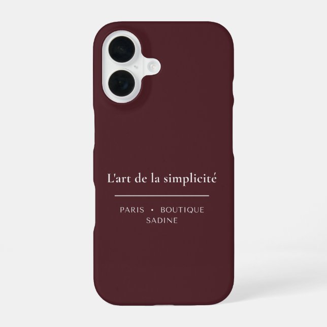 Coque iPhone 16 Étui iPhone Burgundy L'art de la Simplicité (Verso)
