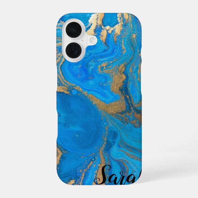 Coque iPhone 16 Étui iPhone Case-Mate Marble Bleu Tendance Cool (Verso)