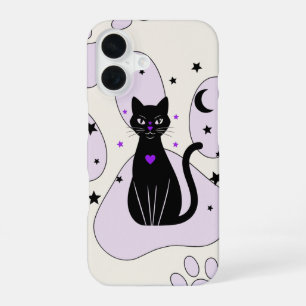 Coque iPhone 16 Étui iPhone Chat Noir Mystique – Cadeau Sorcière