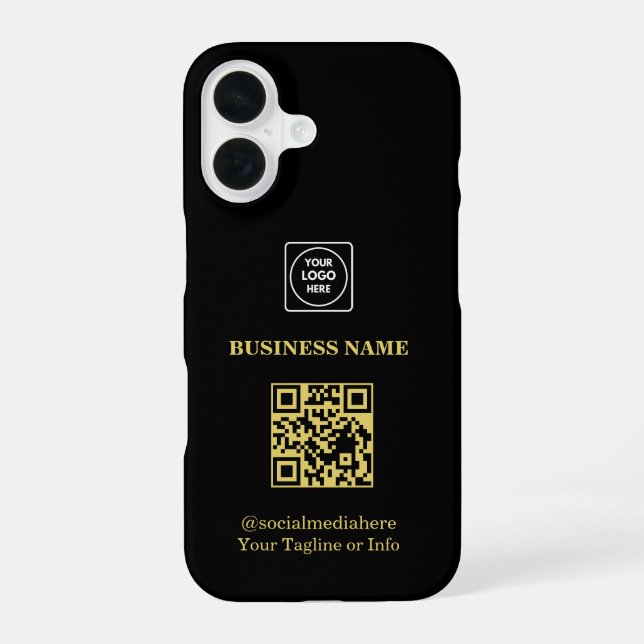 Coque iPhone 16 Étui iphone Code QR Logo Entreprise Moderne Promo (Verso)