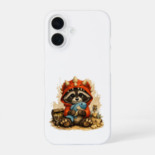 Coque iPhone 16 Étui iPhone Cute Dino Raccoon – Kawaii Pirate