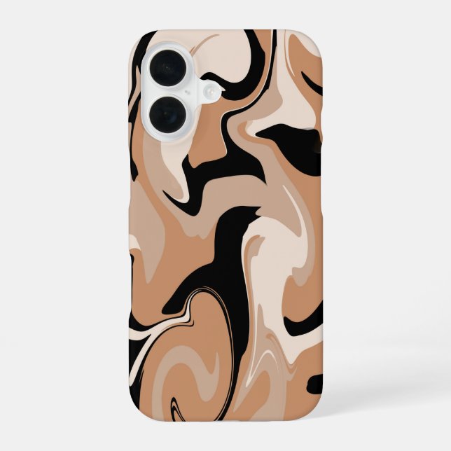 Coque iPhone 16 Étui iPhone Design Marbre Noir Et Marron (Verso)