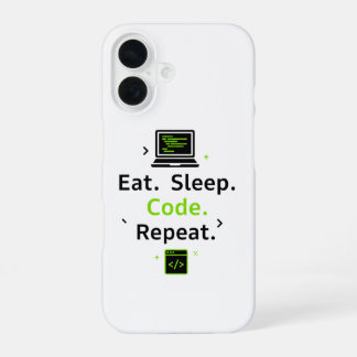 Coque iPhone 16 Étui iPhone Eat Sleep Code Repeat