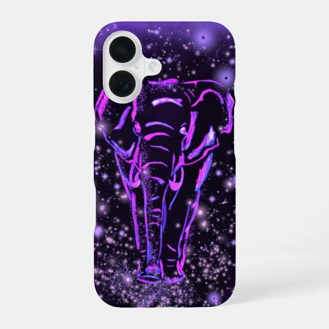 Coque iPhone 16 Étui iPhone Éléphant Violet (Verso)