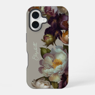 Coque iPhone 16 Étui iPhone en crème personnalisé avec motifs flor