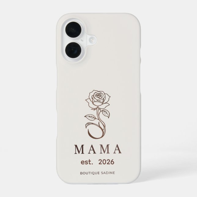 Coque iPhone 16 Étui iPhone en pierre de rose MAMA personnalisé (Verso)