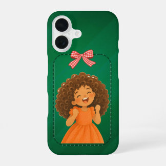 Coque iPhone 16 Étui iPhone Fille aux Cheveux Bouclés Joyeux Noël