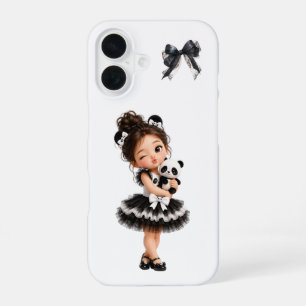 Coque iPhone 16 Étui iPhone Fille Coquette Mignonne Panda Nœud Noi