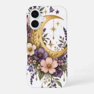 Coque iPhone 16 Étui iPhone Golden Moon Wildflower Garden