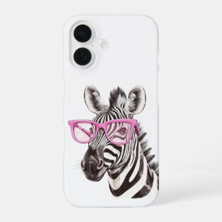 Coque iPhone 16 Étui iPhone / iPad Zèbre avec Lunettes Roses