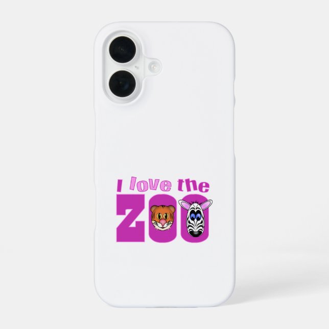 Coque iPhone 16 Étui iPhone J'adore le Zoo (Verso)