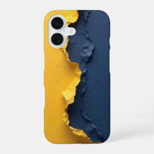 Coque iPhone 16 Étui iPhone jaune et bleu déchiré