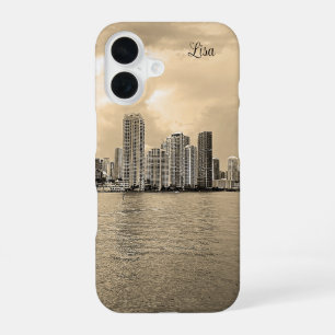 Coque iPhone 16 Étui iPhone Miami noir et blanc personnalisé