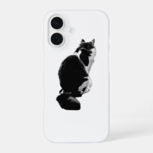 Coque iPhone 16 Étui iPhone Minimaliste Chat Dos Silhouette Encre 