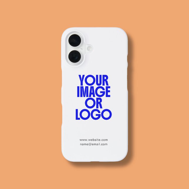 Coque iPhone 16 Étui iPhone moderne blanc avec photo de logo d'ent (Créateur téléchargé)