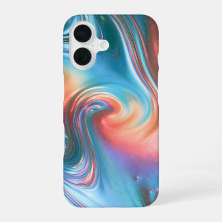 Coque iPhone 16 Étui iPhone Pastel Iridescent Holo Swirl Nom