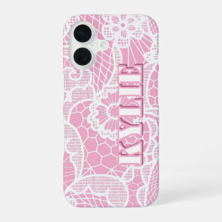 Coque iPhone 16 Étui iPhone personnalisé avec nom et fleurs en den