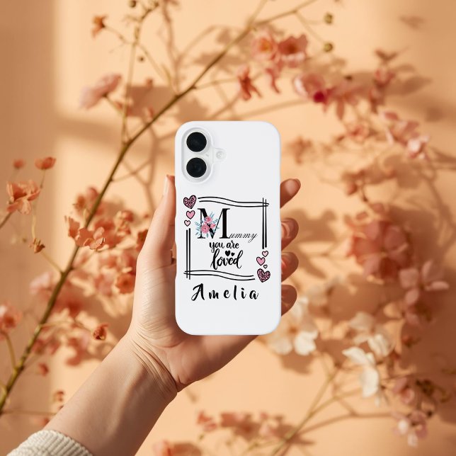 Coque iPhone 16 Étui iPhone personnalisé Fleurs Maman (Créateur téléchargé)