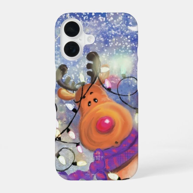 Coque iPhone 16 Étui iPhone Renne de Noël (Verso)
