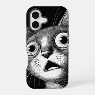 Coque iPhone 16 Étui iPhone Rétro Chat Psychotique - Cool et Fanta
