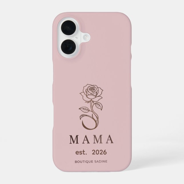 Coque iPhone 16 Étui iPhone Rose Blush personnalisé MAMA (Verso)