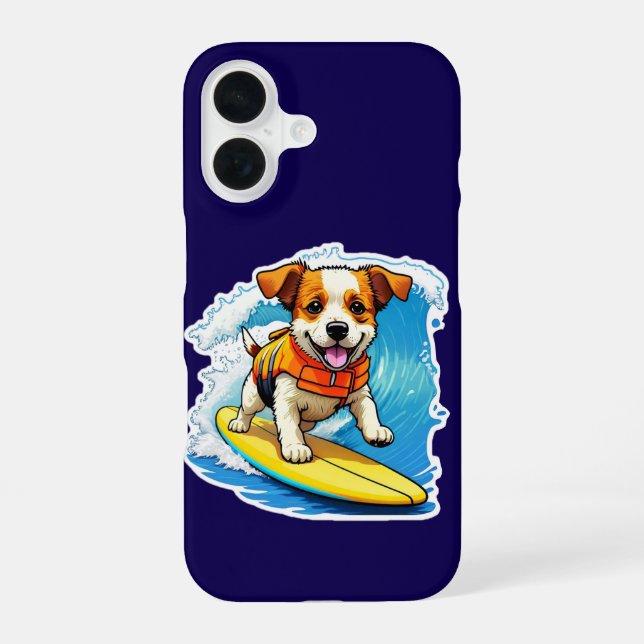 Coque iPhone 16 Étui iPhone Surfing Dog (Verso)