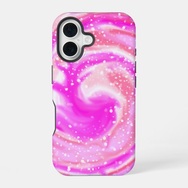 Coque iPhone 16 Étui iPhone Tourbillon Galaxie Rose (Verso)