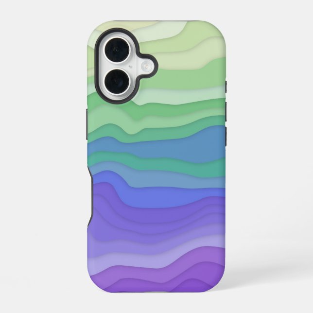 Coque iPhone 16 Étui iPhone Vagues Superposées | Lavande Matcha (Verso)