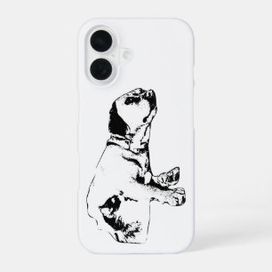 Coque iPhone 16 Étui monochrome pour chien et chat se reposant ens