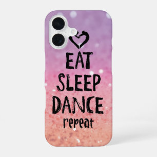 Coque iPhone 16 Étui Pailleté Manger, Dormir, Danser