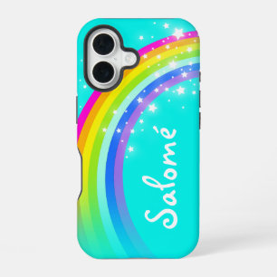 Coque iPhone 16 Étui personnalisé arc-en-ciel aqua pour iPhone