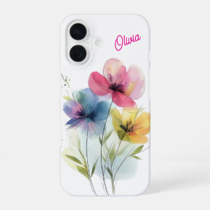 Coque iPhone 16 Étui personnalisé pour iPhone 16 à motif floral aq